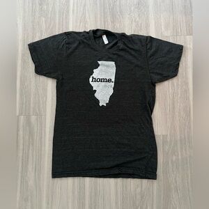 American Apparel Black Tee with Silver Illinois Graphic medium